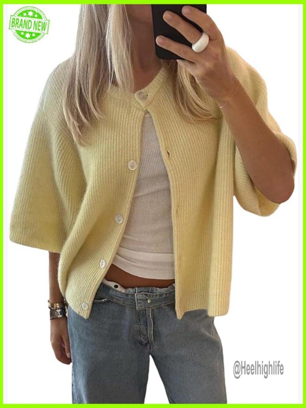 Short Sleeve Cardigan Sweater Crop Top Y2K Knit Button Down